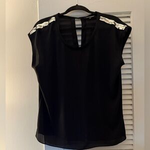 Express Black Blouse with Silver Accents